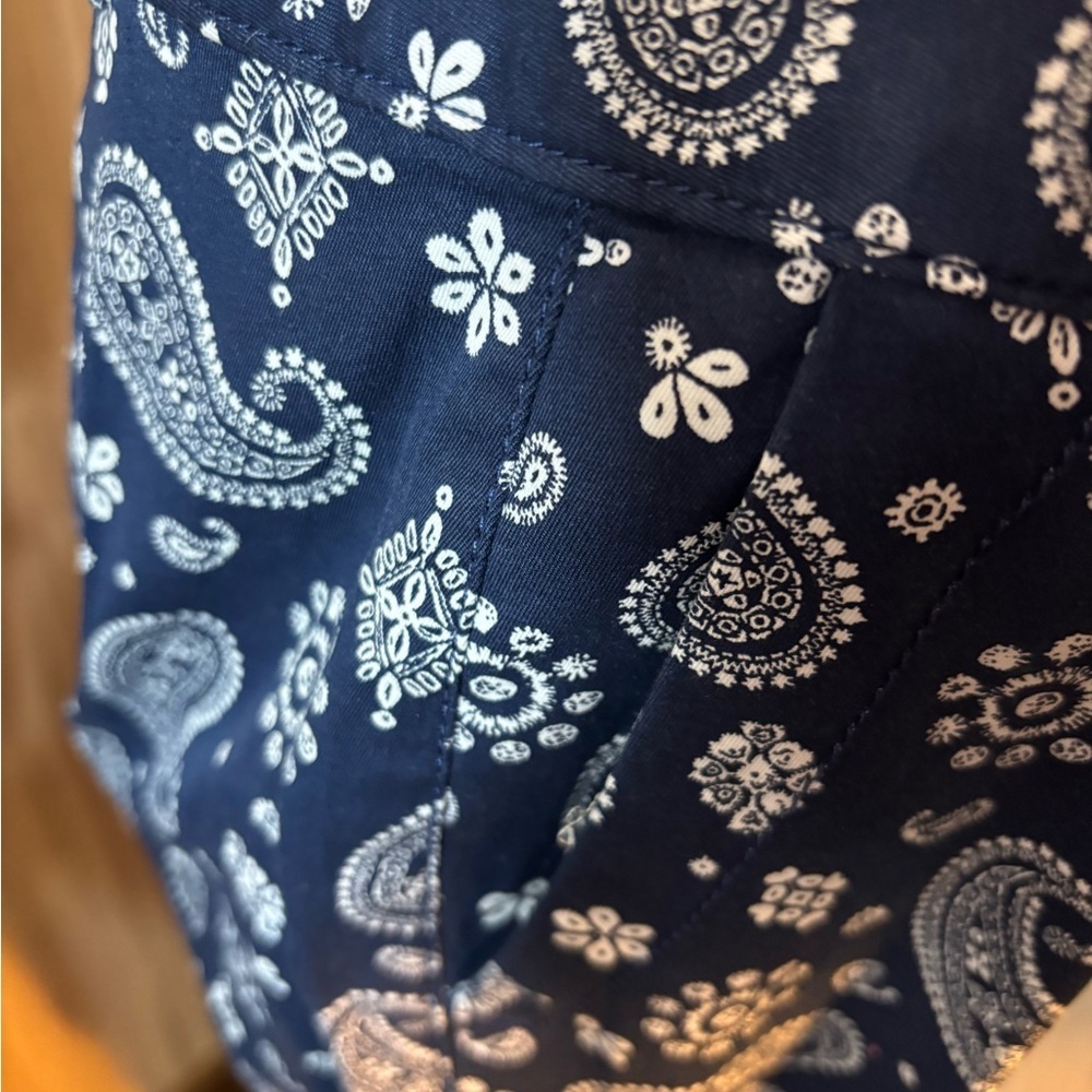 Talbot’s The Weekend Chino Navy Paisley Ankle Cropped Pants - Picture 7 of 11